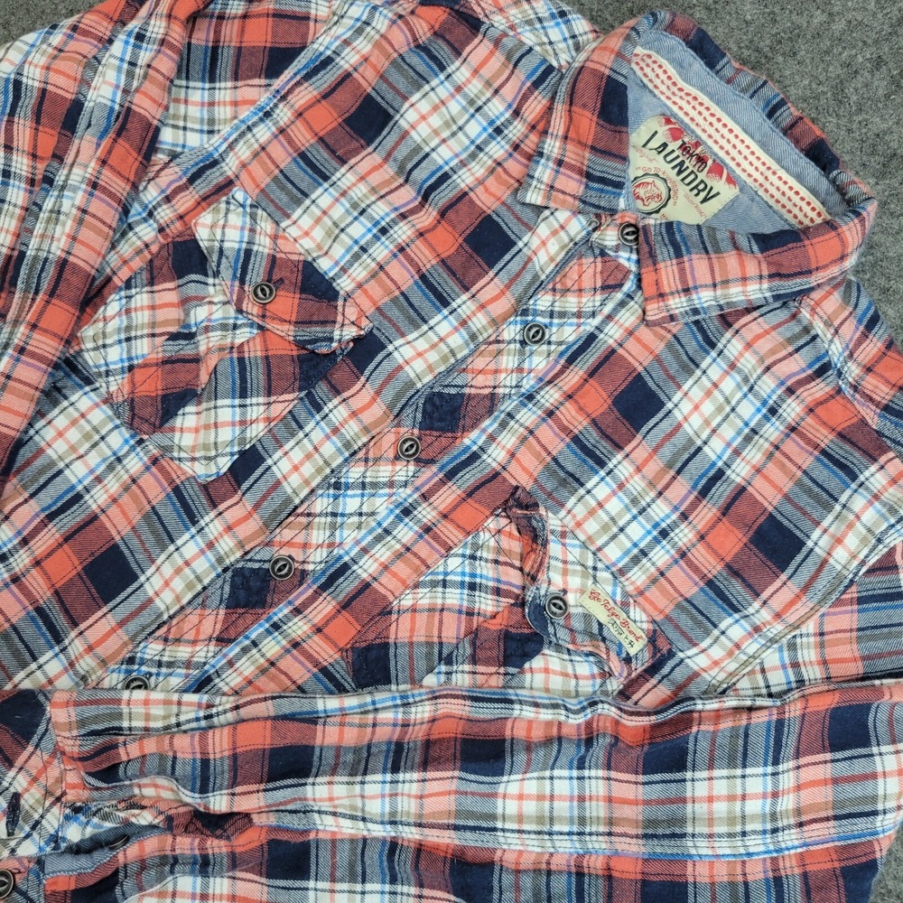 Tokyo Laundry Shirt Mens Large Red Plaid Western Grunge Y2K Casual Streetwear